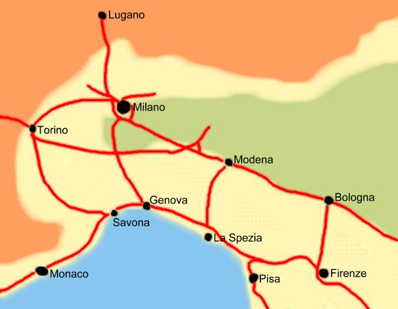 Karte von Oberitalien